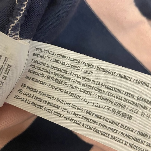 Abercrombie & Fitch Pink Navy Striped Rugby Cloth Cropped Y2K Shirt - Picture 7 of 9